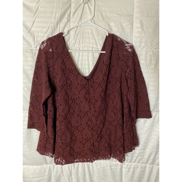 AMERICAN EAGLE WOMENS JUNIORS LACE TOP SHIRT BLOUSE DEEP PURPLE SIZE LARGE Y2K - Picture 1 of 2